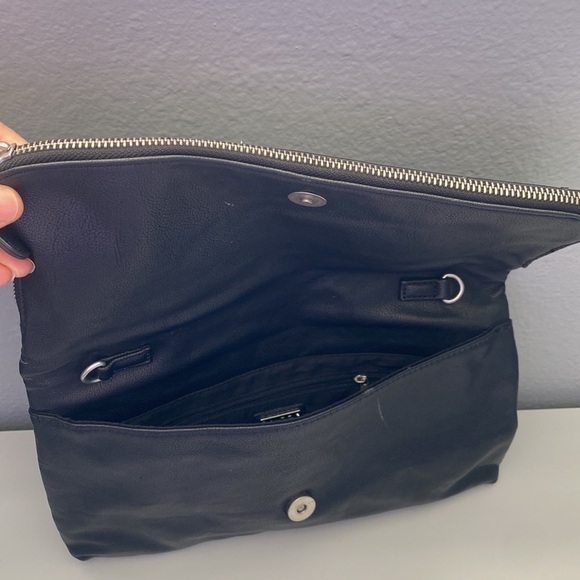 Black leather studded clutch handbag - Picture 8 of 11